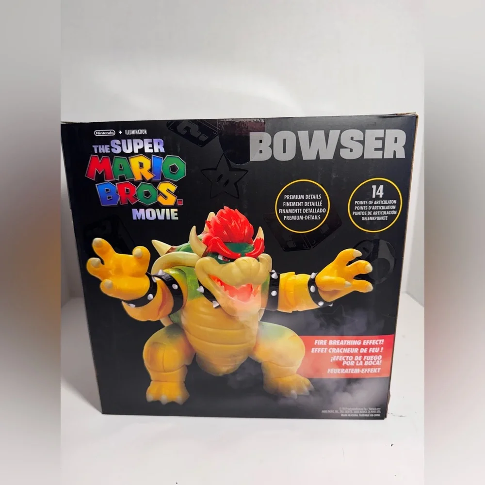 Nintendo The Super Mario Bros Movie Bowser Figure w/ Fire Breathing Effect Used